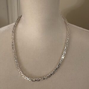 Italian 925 Sterling Silver Byzantine Necklace, 63 grams, 22 inches